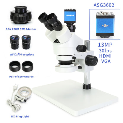 0.7-4.5X zoom trinocular stereo microscope 4K HDMI USB Camera Phone Soldering PCB Repair