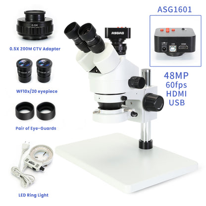 0.7-4.5X zoom trinocular stereo microscope 4K HDMI USB Camera Phone Soldering PCB Repair