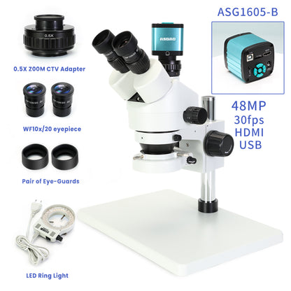 0.7-4.5X zoom trinocular stereo microscope 4K HDMI USB Camera Phone Soldering PCB Repair